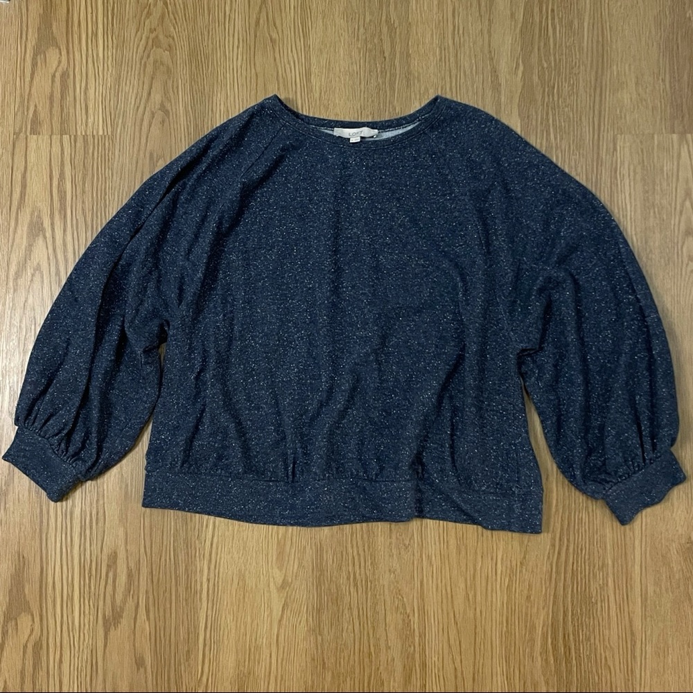 LOFT Balloon Sleeve Glittery Sweatshirt